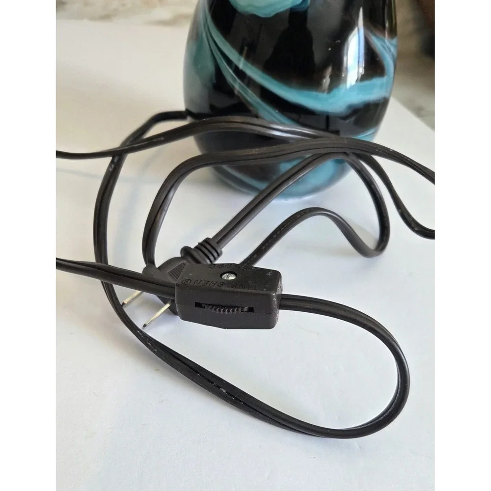 Intertek‎ Electric Accent Lamp Swirl Glass Aqua Teal Turquoise Brown Swirl 6